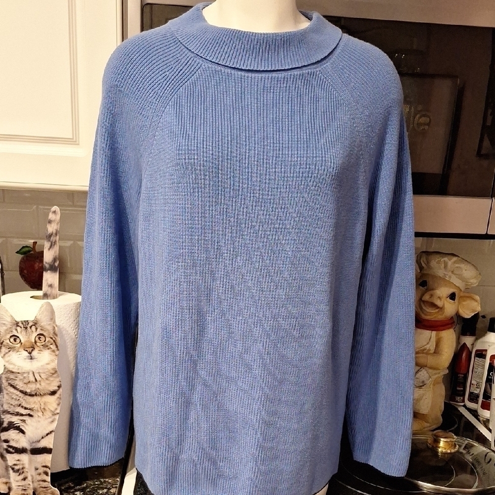 l Talbots Blue Collared pullover sweater size XL. EUC. Very nice